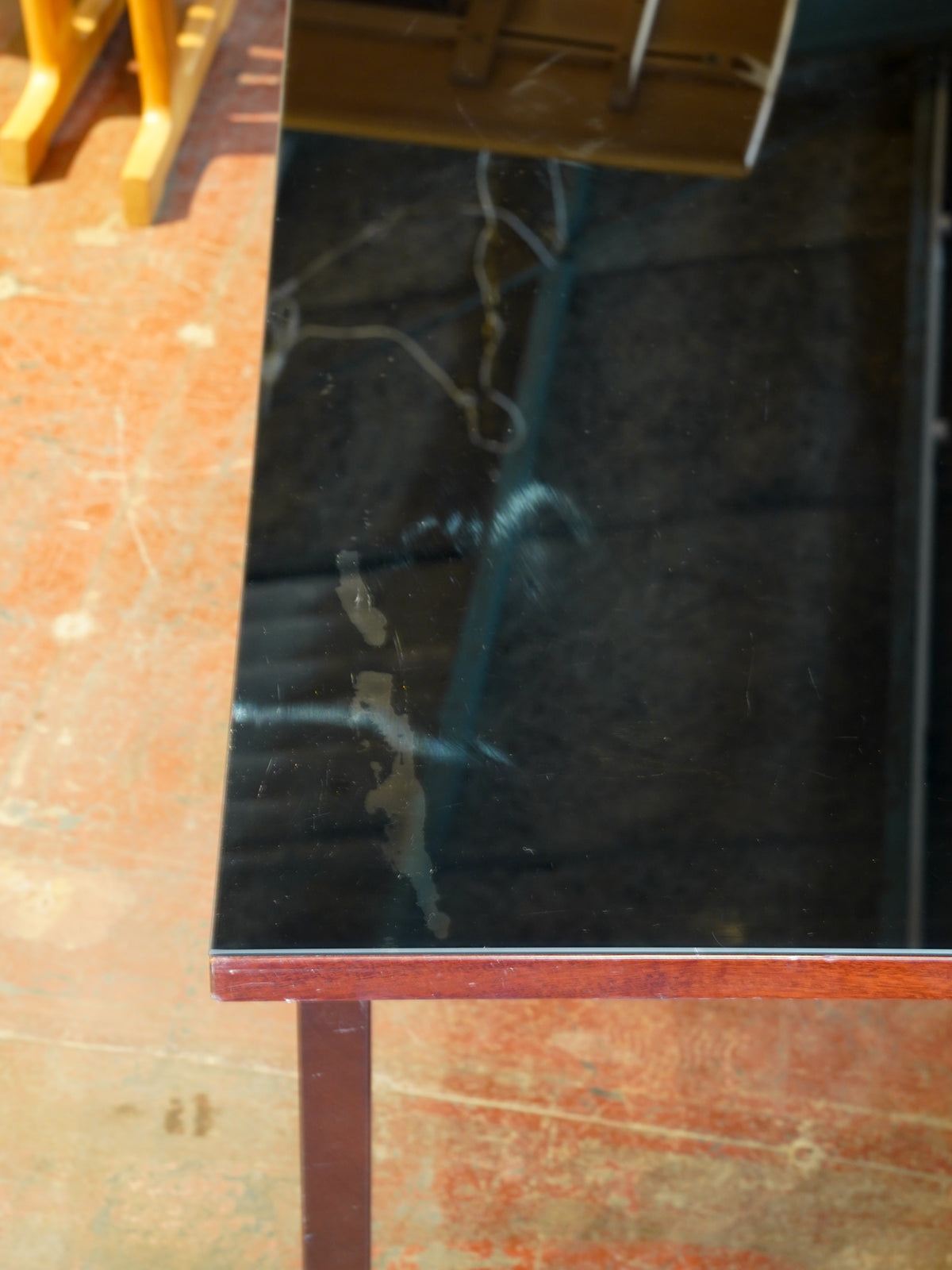 チークウッド ガラストップデスク / コンソールテーブル