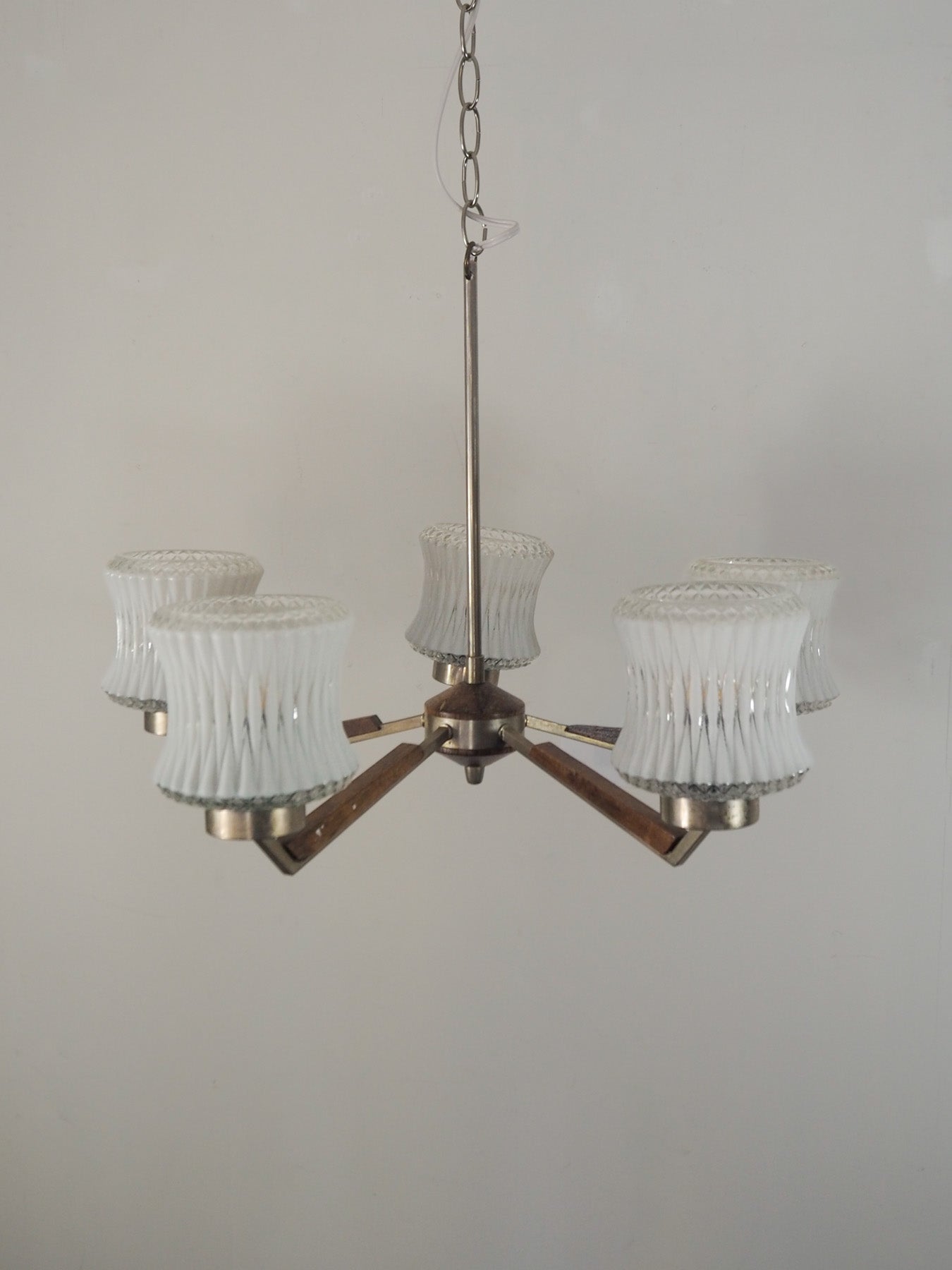 5灯カッティングガラスシャンデリア - cerote antiques