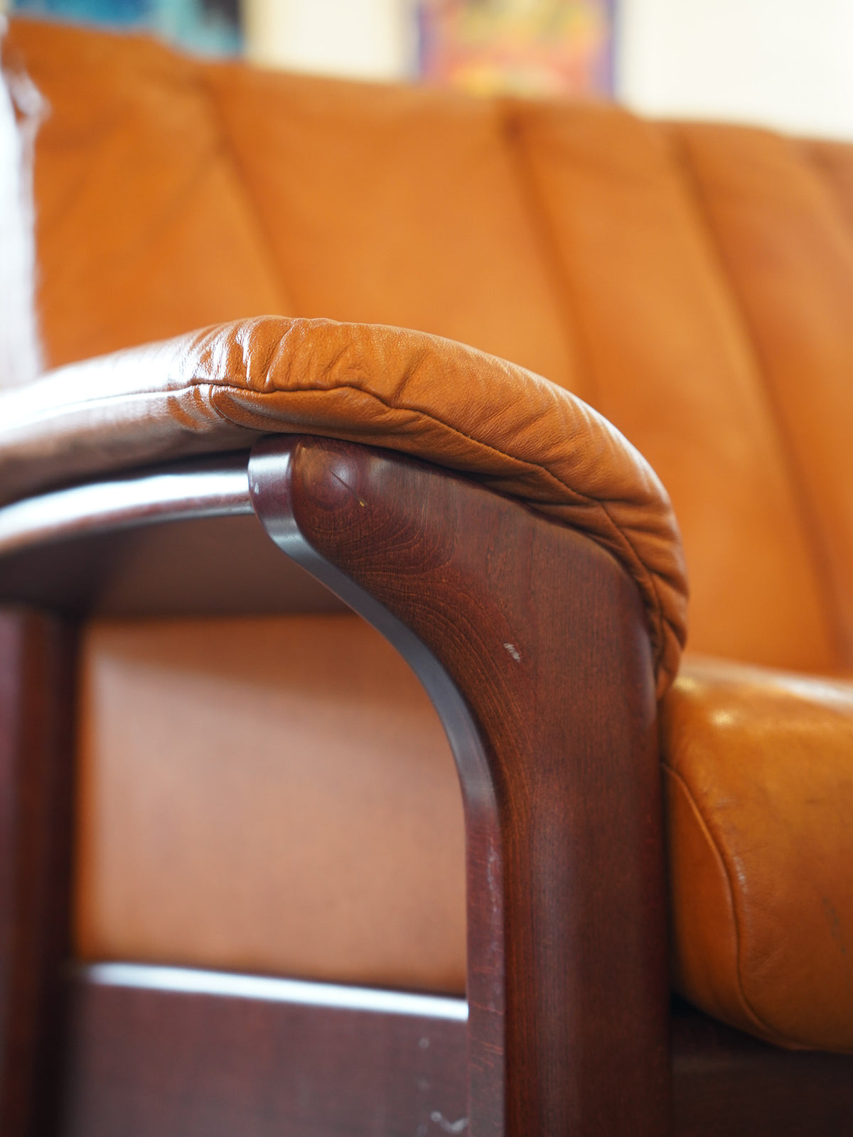 ※アーカイブしない EKORNES - レザー ローバック 3シーター - Norway , 1970's - HOLD anynal shiba