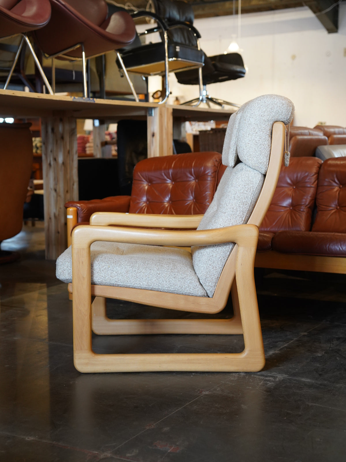 Holstebro Møbelfabrik - ファブリック ハイバックラウンジチェア - 1970's , Denmark