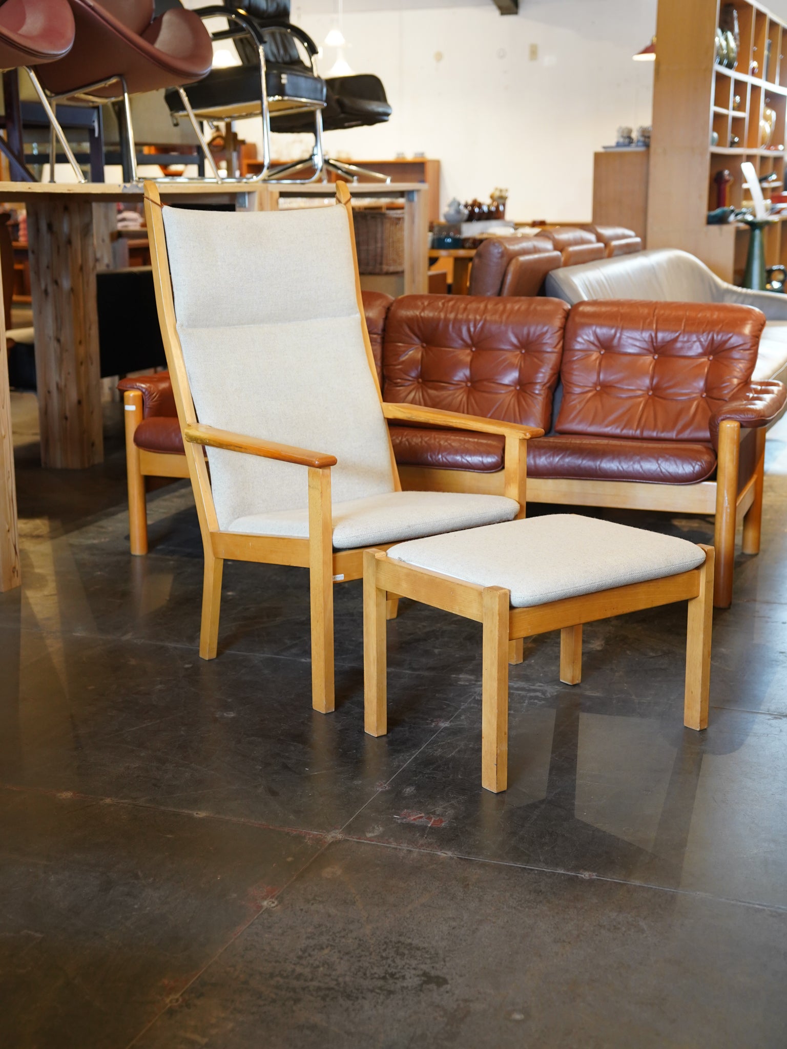 GETAMA , Hans J. Wegner - ファブリック ハイバックイージーチェア＆オットマン - Denmark - 大和店