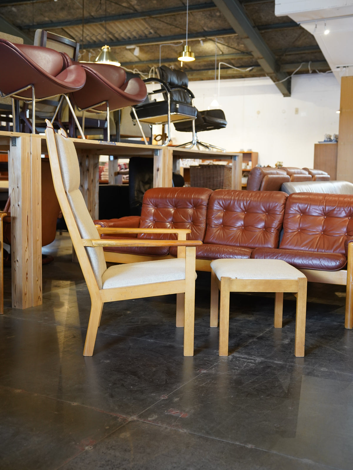 GETAMA , Hans J. Wegner - ファブリック ハイバックイージーチェア＆オットマン - Denmark