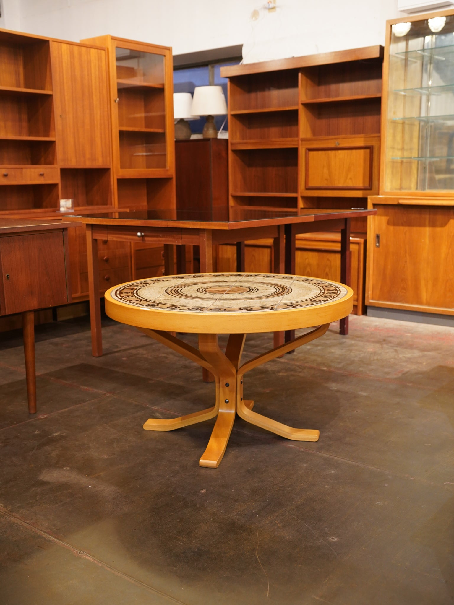 H.M. Sofaborde - タイルトップ ラウンドコーヒーテーブル - 1960's , Denmark - cerote antiques