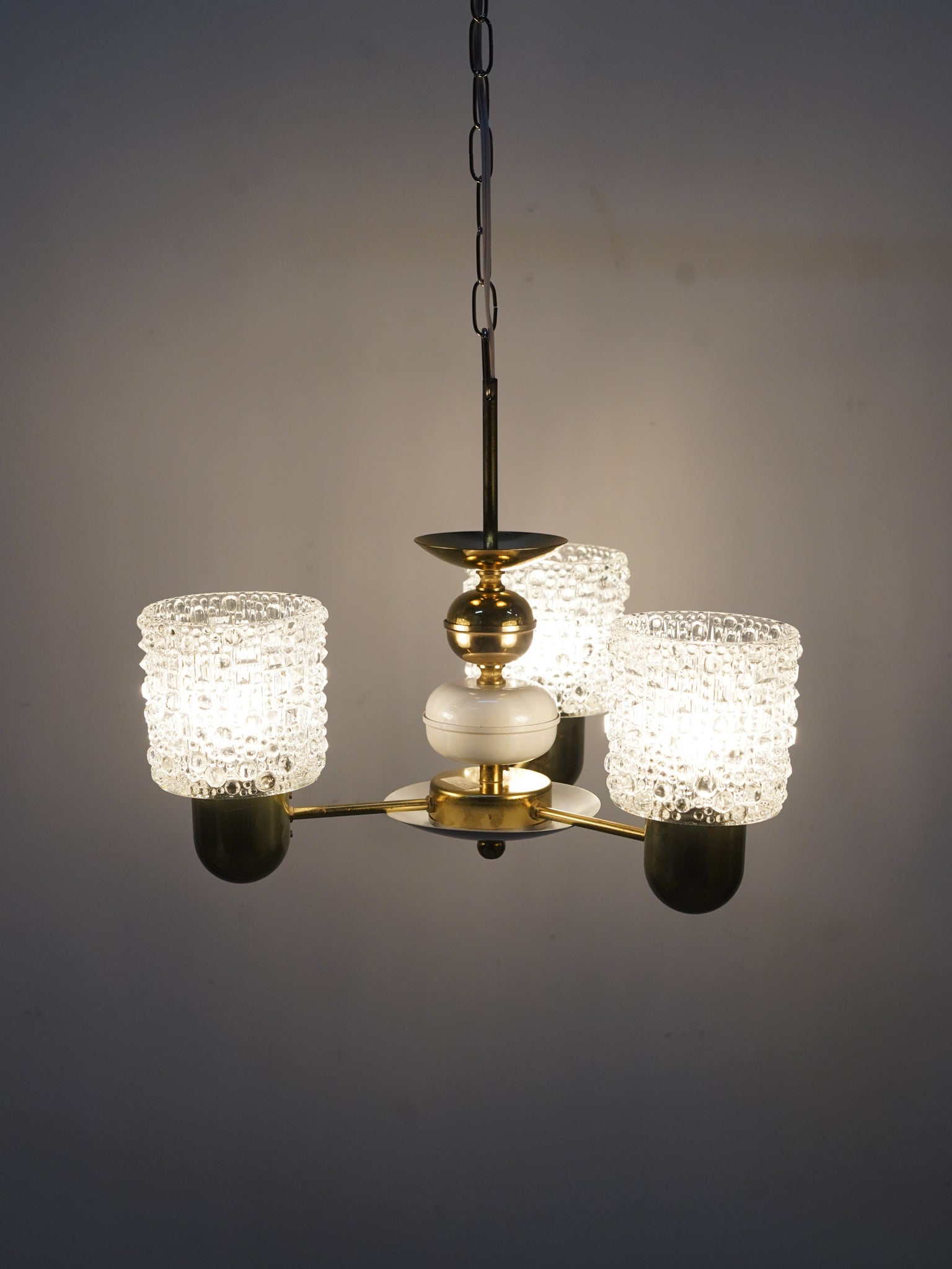 デザインガラス 3灯シャンデリア - 1960's-1970's, Czechoslovakia - cerote antiques