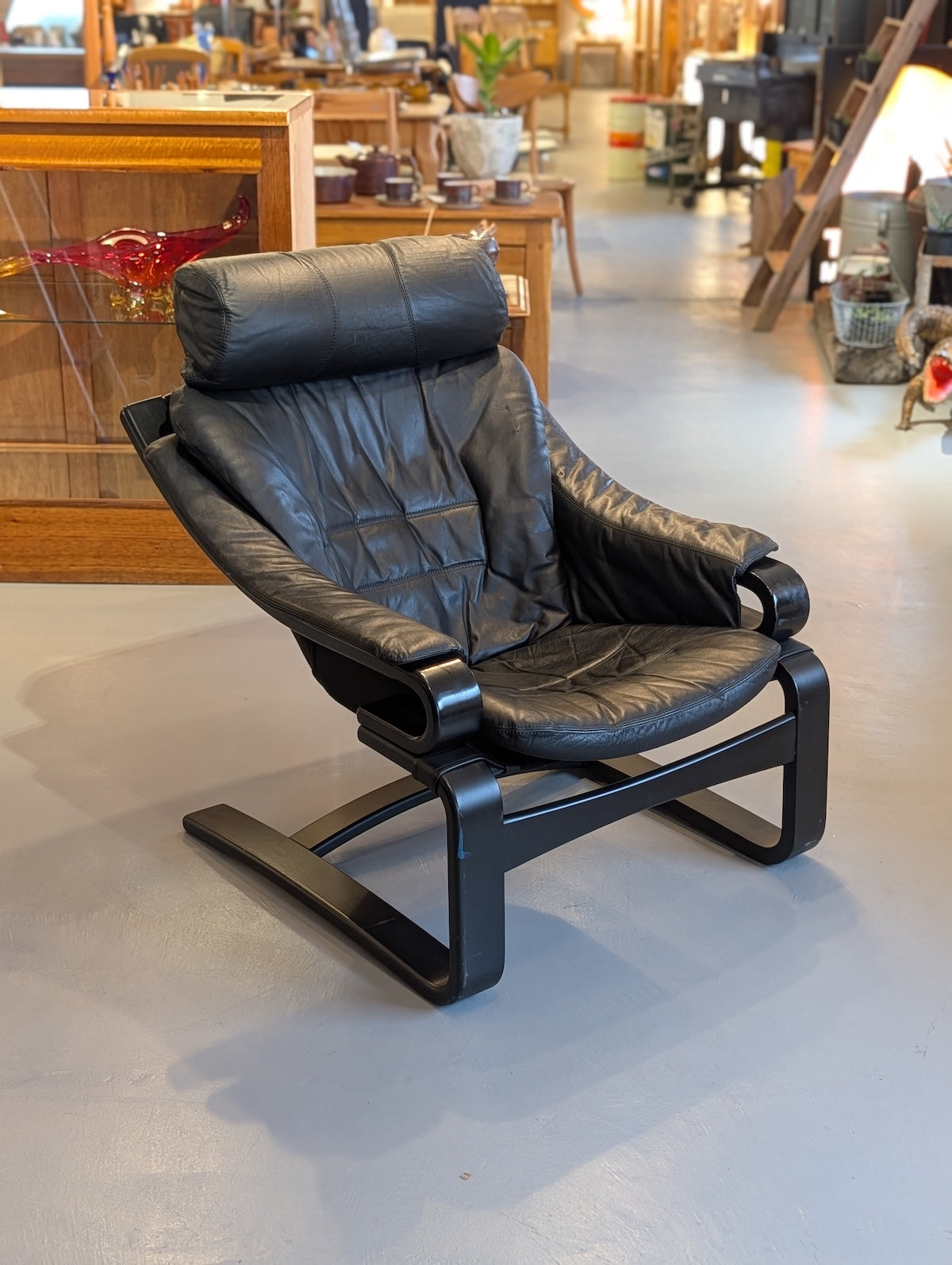 SKIPPER MØBLER , Svend Skipper - ”Apollo Chair” レザー ラウンジチェア＆オットマン - 1970's , Denmark - TAMAGAWA BASE