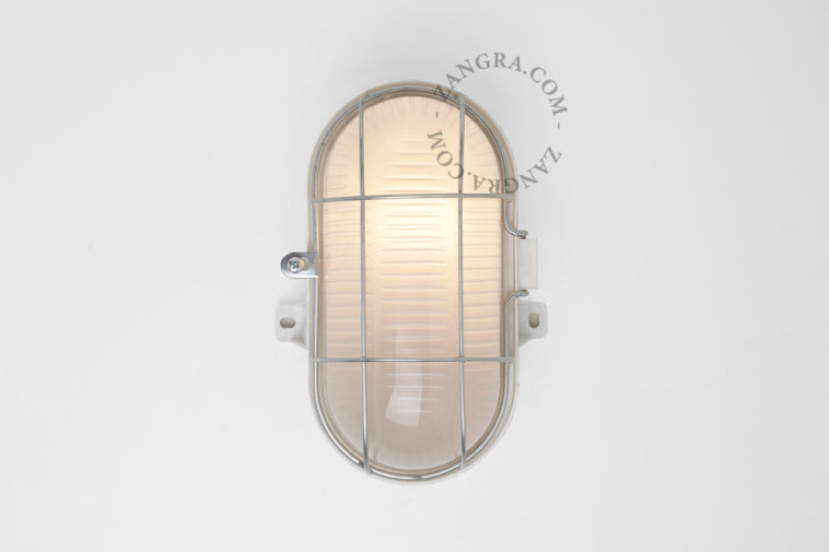 zangra <br>outdoor or bathroom white bakelite bulkhead light - opaline glass <br>大和店 7/28迄3点HOLD - ヴィンテージ SHARK ATTACK