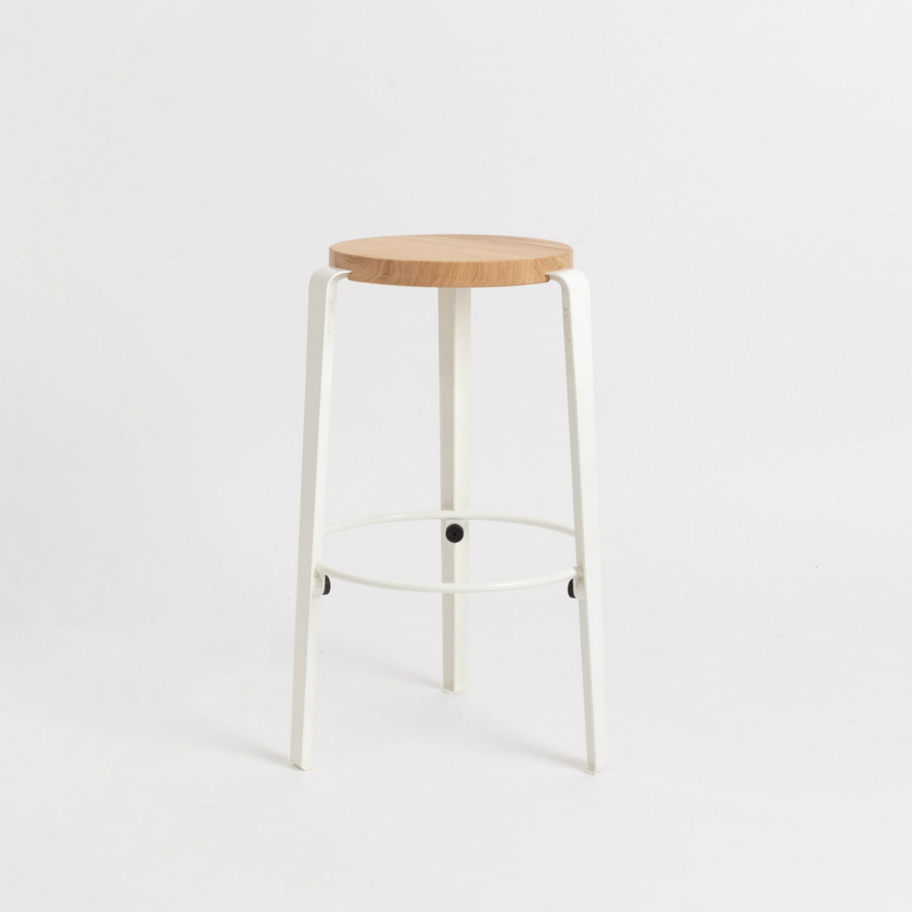 TIPTOE<br>MI LOU mid-high stool – solid wood – SOLID OAK <br>CLOUDY WHITE - ヴィンテージ SHARK ATTACK